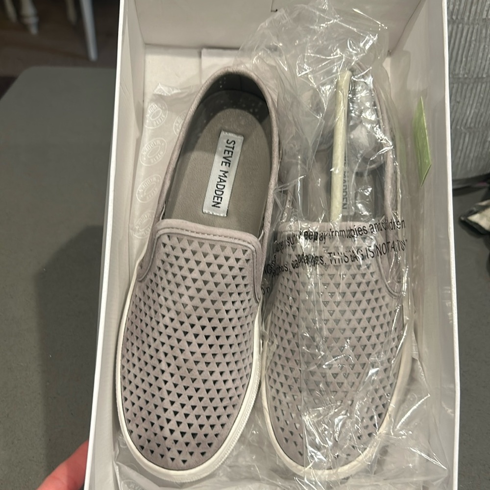 Brand new with box. Steve Madden gray suede sneakers